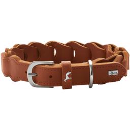 Hunter Solid Education Chain Hundhalsband i läder COGNAC